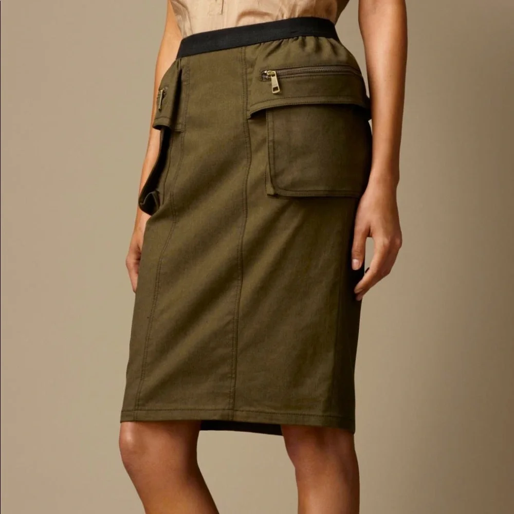 SALE BURBERRY Pencil Military Skirt Pockets size 2 - Picture 2 of 7